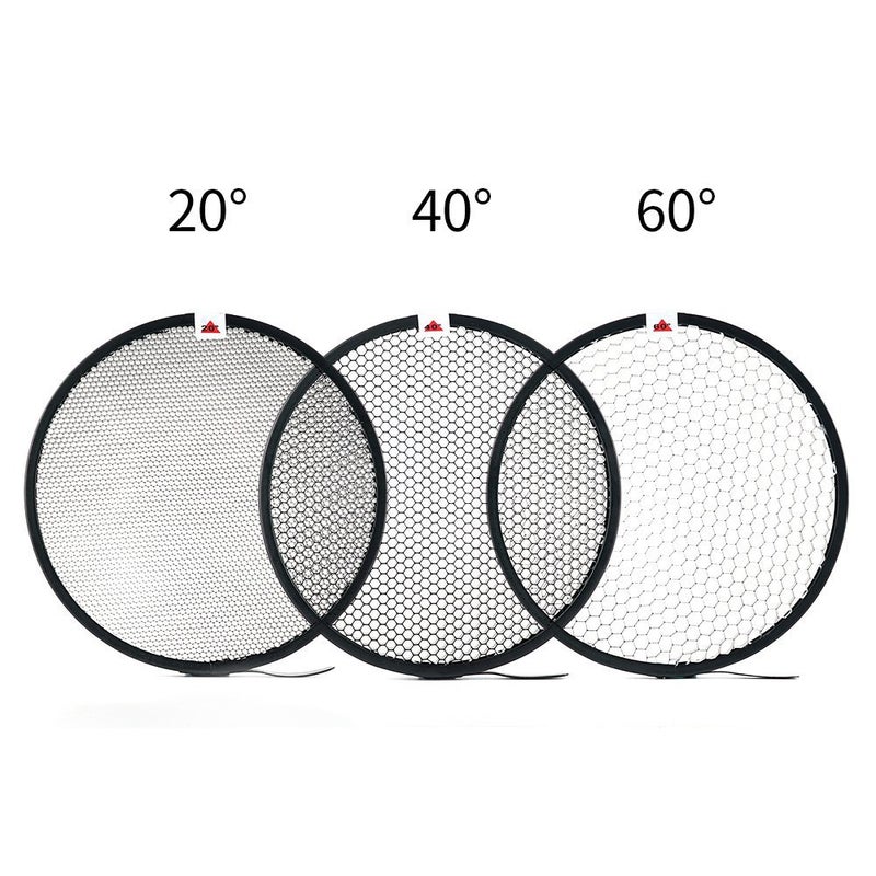SUPON 7" Standard Reflector Lamp Shade Dish Diffuser with 20Â° /40Â°/ 60Â° Honeycomb Grid White Soft Cloth for Bowens Mount Studio Strobe Flash Light Speedlite - Image 2